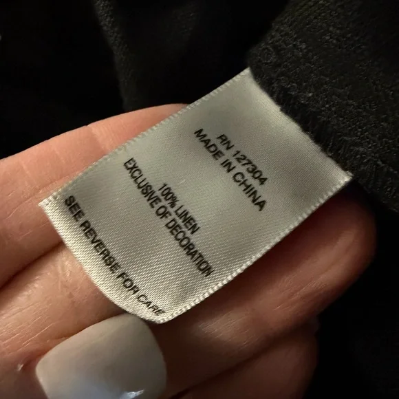 John Mark NWOT 100% Linen Black Wide Leg Lace Pants Cropped Size Large Pull On - Picture 4 of 4